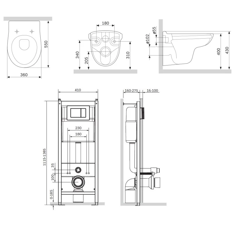 Комплект подвесной унитаз + система инсталляции AM.PM Sense IS3741700