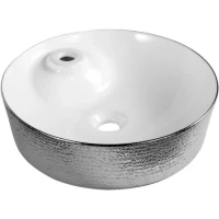 Раковина-чаша CeramaLux D1306H021 43x43 см, накладная, белый/серебряный