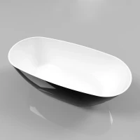Ванна из литьевого мрамора Whitecross Onyx D 0207.160075.10100 160x75 см, отдельностоящая, белый глянец/черный глянец