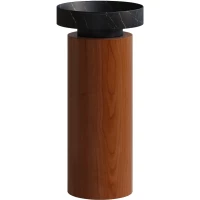 Раковина Boheme Sole Corian Nero Marquina 801-NM + Red Wood 801-Base-Rwood 40x40 см, напольная, черный мрамор/красное дерево