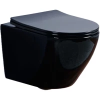 Унитаз подвесной Olive’S Plaza PL30117DP безободковый, с сиденьем микролифт, черный глянец