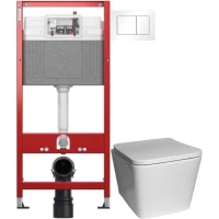 Комплект подвесной унитаз SantiLine SL-5007 + система инсталляции Tece 9400413