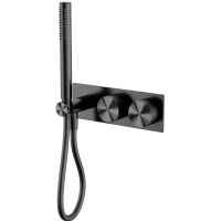 Смеситель для ванны Feramolli Sole S681GB CoolStart, встраиваемый, с душевым гарнитуром, графит матовый