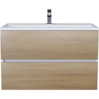 Тумба с раковиной Uperwood Barsa 293020534 80 см, подвесная, белый матовый/дуб сонома