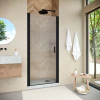 Душевая дверь Vegas Glass EP NOVO h2000 80 02M Moru 80 см, профиль черный матовый, стекло рифленое