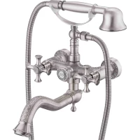 Смеситель для ванны Zorg Antic A 7000W-SL с душевым гарнитуром, серебро