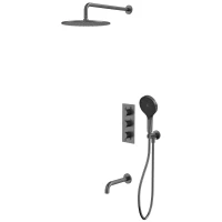 Душевой комплект Whitecross Y YSET11TOPGM 300 мм, с термостатом, оружейная сталь