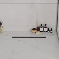 Душевой трап (лоток) Paini Slim Line CH800SLC 80 см, с решеткой, 2 в 1 под плитку, черный матовый