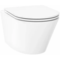 Унитаз подвесной Wellsee Calin 182606000 + 182620000 безободковый, торнадо, с сиденьем микролифт, белый