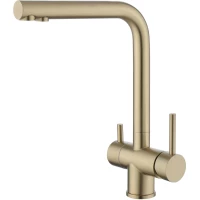 Смеситель для кухни Fmark FS1362C с подключением к фильтру, золотой матовый