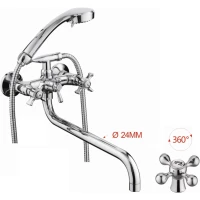 Смеситель для ванны D-Lin D145810-6 универсальный, с душевым гарнитуром, хром