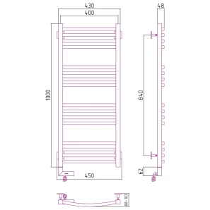 Изображение товара полотенцесушитель электрический 1000x400 мэм левый сунержа аркус 2.0 00-5604-1040