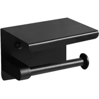 Держатель туалетной бумаги D-Lin D201507 с полкой для телефона, черный матовый 