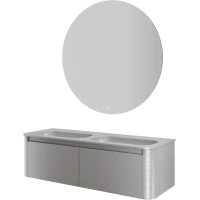 Комплект мебели Armadi Art Voi Stonefinish Luna 782-140-SF-L + 786-140-SF-L без отв. + 545-120 142,5 см, подвесной, серый камень матовый