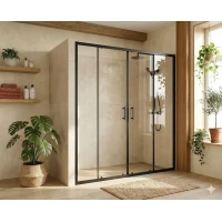 Душевая дверь MaybahGlass MGD-1847-6 220 см, профиль черный матовый, стекло прозрачное