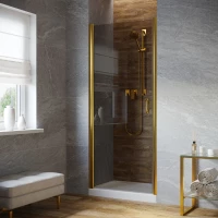 Душевая дверь Vegas Glass EP LUX 75 09 07 L 75 см L, профиль золотой, стекло графитовое