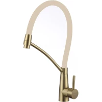 Смеситель для кухни Fmark FS8255C-12 с гибким изливом, золотой матовый/бежевый