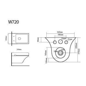 Изображение товара унитаз подвесной black & white 720w00 безободковый, с сиденьем микролифт, белый