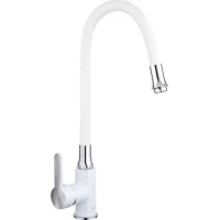 Смеситель для кухни Frap F4041 с гибким изливом, хром/белый 