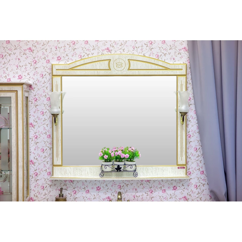Зеркало 97,2x88 см белый золотая патина Sanflor Адель H0000000668