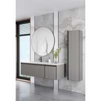 Комплект мебели Armadi Art Quatro Luna Fuga 790-M2-140-L-RIB-A + 793-140-W-A + 545-100-GM 141 см L, подвесной, серый матовый