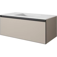 Тумба с раковиной Armadi Art Quatro Daphne 790-M1-120-D-A-LED + 793-120-W 121 см, подвесная, с подсветкой, бежевый матовый