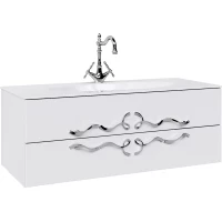 Тумба с раковиной белый глянец 120 см Clarberg Due Amanti DUE0112W + EL.12.04.D + DUER8CR