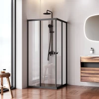 Душевой уголок Am.Pm Sunny W87G-403-9090-BT 88,3x88,3 см, профиль черный матовый, стекло прозрачное