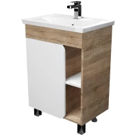 Тумба под раковину 1Marka Nuvo У76062 57 см, напольная, белый глянец/дуб сонома