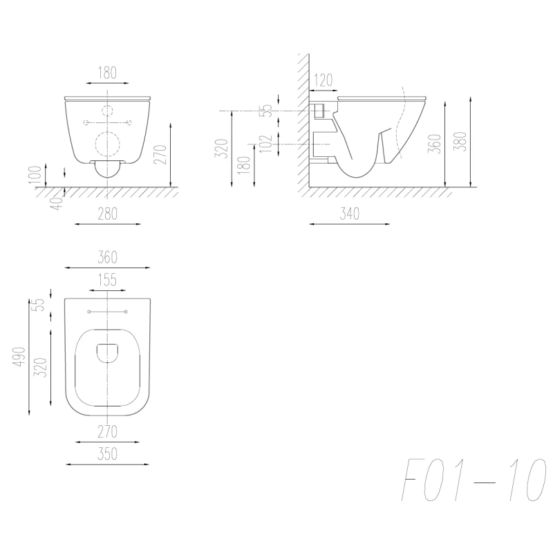 Унитаз подвесной Bond Oval F01-10 безободковый, с сиденьем микролифт, белый глянец