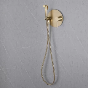 Изображение товара гигиенический душ abber emotion af8826g со смесителем, золотой матовый