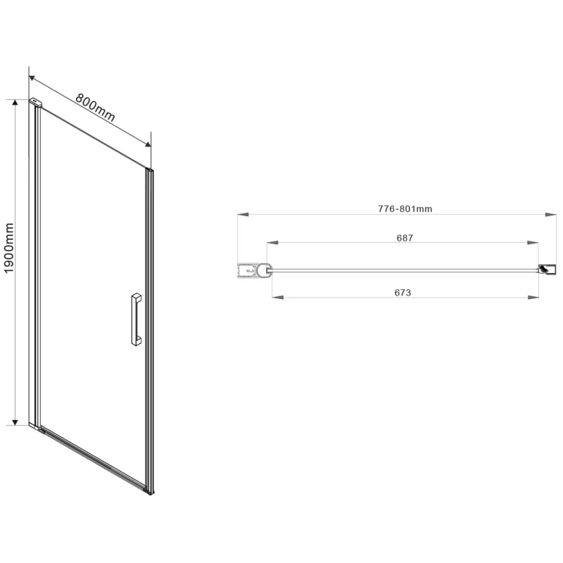 Душевая дверь 80 см Vincea Orta VPP-1O800CL прозрачное