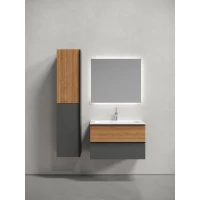 Комплект мебели Sancos Delta DL80GR + CN7012 + SQ800 81 см, подвесной, дуб красный/графит матовый