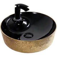 Раковина-чаша CeramaLux D1306H022 43x43 см, накладная, черный/золото