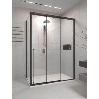 Душевой уголок Veconi Premium Prato PR3/R-SP-140100-01-B-C4 140x100 см R, профиль черный матовый, стекло прозрачное