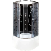 Душевая кабина 90x90x208 см Deto BM4590NGMBLACK матовое с прозрачным узором