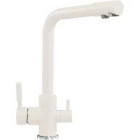 Смеситель для кухни с подключением к фильтру белый хлопок Polygran Высокий Дуо 660717