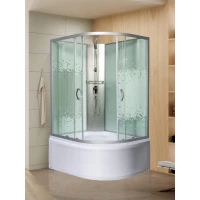 Душевая кабина Мономах XL Б/К 100/80/44 МЗ L 10000012098 100x80x230 см L, без крыши, высокий поддон, профиль матовый хром, стекло интимато