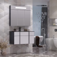 Комплект мебели белый/антрацит 91 см, раковина антрацит Opadiris Кристалл