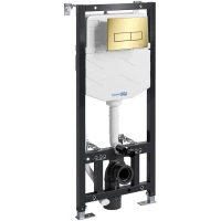 Инсталляция для унитаза WasserKRAFT Aller 10 10TLT.010.ME.PG03 с кнопкой смыва, золотой