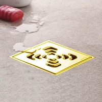 Душевой трап Pestan Confluo Standard Square Mask Gold 3 13000146 144x144/50 мм, с решеткой, перфорированный, золотой