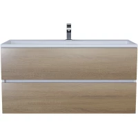 Тумба с раковиной Uperwood Barsa 293020535 100 см, подвесная, белый матовый/дуб сонома