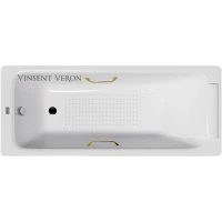 Ванна чугунная Vinsent Veron Italon VIT1707045H/VH0012GD-AS 170x70 см, с ручками, антискользящим покрытием, белый
