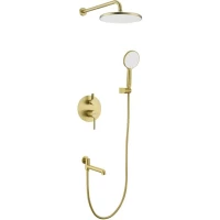 Душевой комплект Raglo R20.27.03 250 мм, со смесителем, золотой матовый