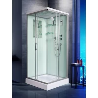 Душевая кабина WeltWasser Laine 1004 10000003269 100x100x217 см, с крышей, гидромассажем, низкий поддон, профиль матовый хром, стекло прозрачное