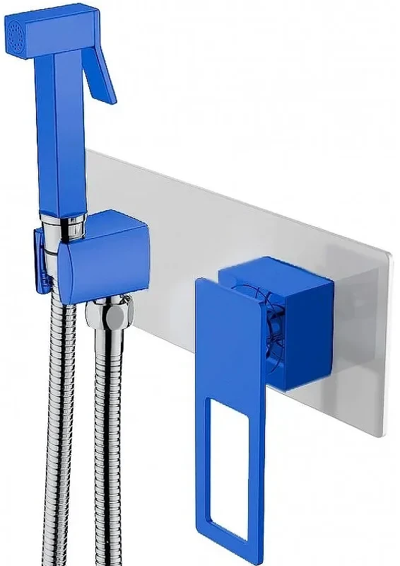 Гигиенический душ Boheme Q 147-CRUW со смесителем, хром/синий