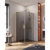 Душевой уголок Cezares Slider SLIDER-AH-1-90-80/90-GRIGIO-BORO 80-90x89,5 см, профиль золотой матовый, стекло графитовое