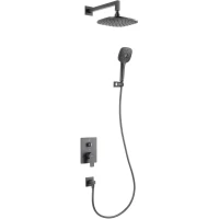 Душевой комплект Arrow ARQ1201HUMB 235 мм, со смесителем, черный матовый