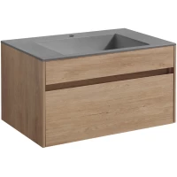 Тумба с раковиной натуральный дуб 80 см Vincea Chiara VMC-2C800NO + VCB-13800G