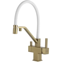 Смеситель для кухни Gappo G4395-63 с подключением к фильтру, гибким изливом, золотой матовый
